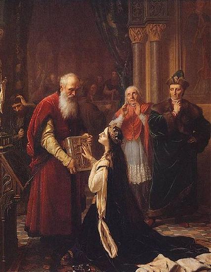Jozef Simmler Queen Jadwiga's Oath. Germany oil painting art